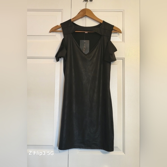 Blvd Collection Womens Dress Black Bodycon Cold Shoulder Large - Picture 5 of 14